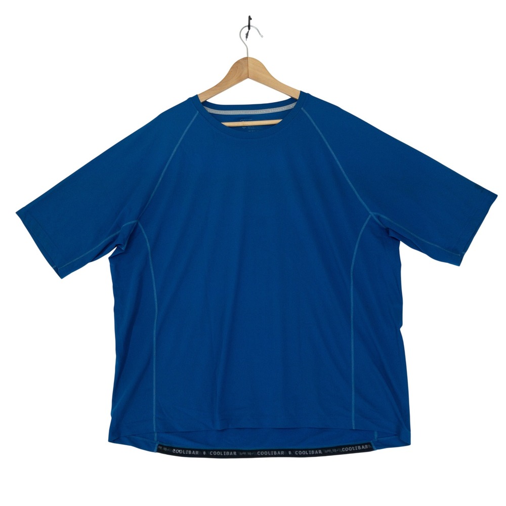 Coolibar Sun Protection Shirt Mens XXL Blue UPF 50+ Short Sleeve Raglan Pocket